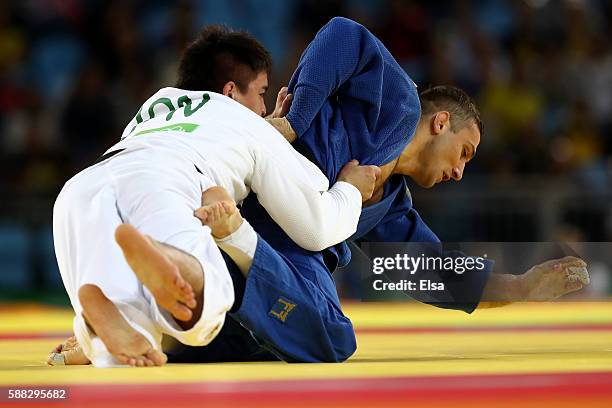Mashu Baker of Japan competes against Varlam Liparteliani of Georgia during the Men's -90kg Gold Medal bout on Day 5 of the Rio 2016 Olympic Games at...