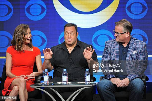 Erinn Hayes, Kevin James and Rock Reuben attend the CBS 2016 Summer TCA Panel at The Beverly Hilton Hotel on August 10, 2016 in Beverly Hills,...