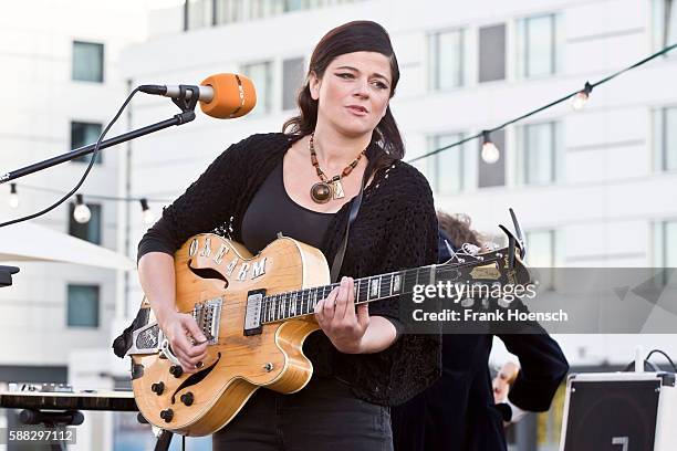 British singer Gemma Ray performs live during a concert at the Bikini Berlin on August 10, 2016 in Berlin, Germany.