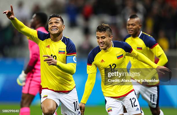 Teofilo Gutierrez of Colombia celebrates their first goal during the match between Colombia and Nigeria mens football for the Olympic Games Rio 2016...