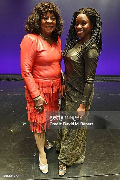 Martha Reeves of 'Martha and the Vandellas' poses with "Motown The Musical" cast member Aisha Jawando, playing Martha Reeves, at The Shaftesbury...
