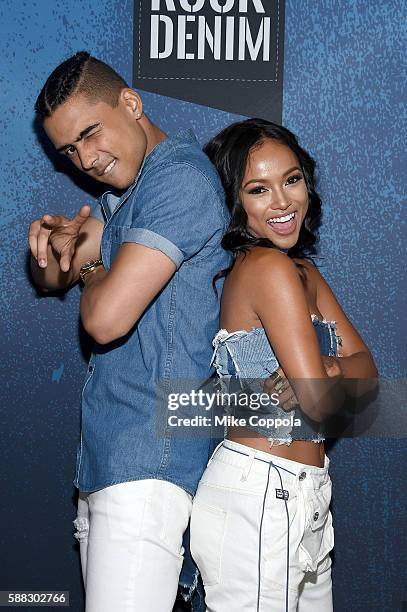 Hosts Quincy Combs and Karrueche Tran attend the BET How To Rock: Denim at Milk Studios on August 10, 2016 in New York City.