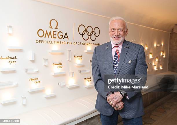 Buzz Aldrin attends the Cocktails In Space night at OMEGA House Rio 2016 on August 10, 2016 in Rio de Janeiro, Brazil.