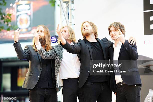 Members of the band Foregone Conclusion attend the World premiere of "David Brent: Life on the Road" at Odeon Leicester Square on August 10, 2016 in...