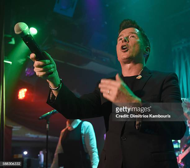 Rick Astley in concert at The Box on August 10, 2016 in New York City.