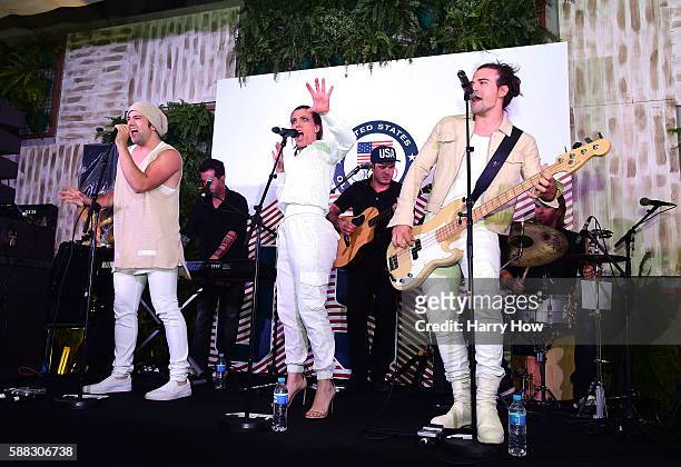 The Band Perry play at USA House on August 3, 2016 in Rio de Janeiro, Brazil.