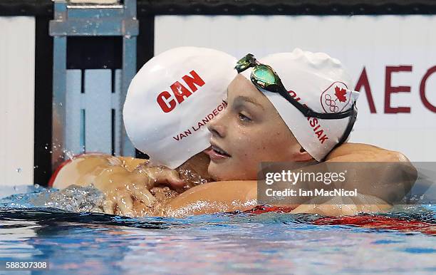 Penny Oleksiak of Canada competes in the semi final of the Women's 100m Freestyle on Day 5 of the Rio 2016 Olympic Games at the Olympic Aquatics...