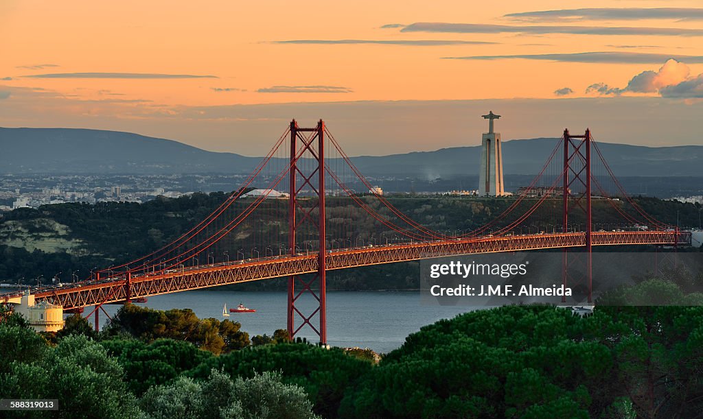 Lisbon bridge sunset