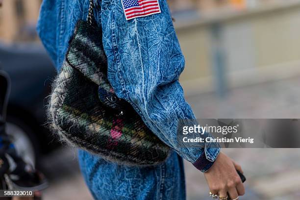 Chanel bag outside Stasia during the first day of the Copenhagen Fashion Week Spring/Summer 2017 on August 10, 2016 in Copenhagen, Denmark.