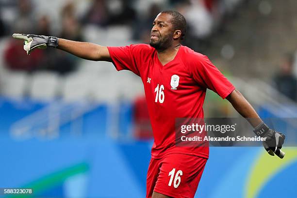 Itumeleng Khune, goalkeeper of South Africa in action during the match between South Africa and Iraq mens football for the Olympic Games Rio 2016 at...