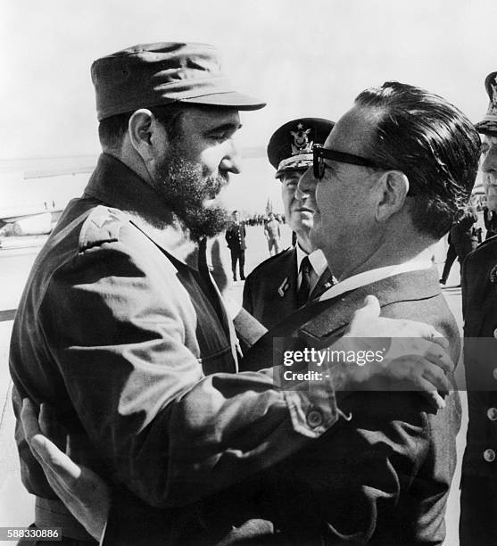 This File photo taken on November 10, 1971 shows Cuban Prime Secretary of the Cuban Communist party and President of the State Council Fidel Castro...