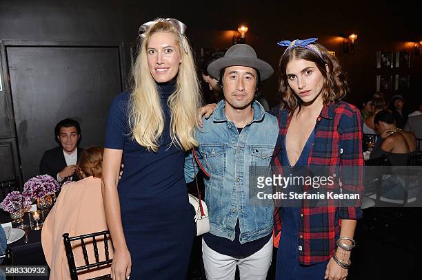 Djuna Bel, Johnathan Crocker and Langley Fox attend Glamour and AG Denim & Music Dinner in support of MusiCares hosted by Jessica Kantor, Johnathan...