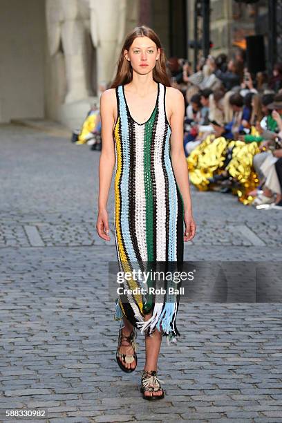 Model walks the runway for Lala Berlin during the Copenhagen Fashion Week Spring/Summer 2017 on August 10, 2016 in Copenhagen, Denmark.