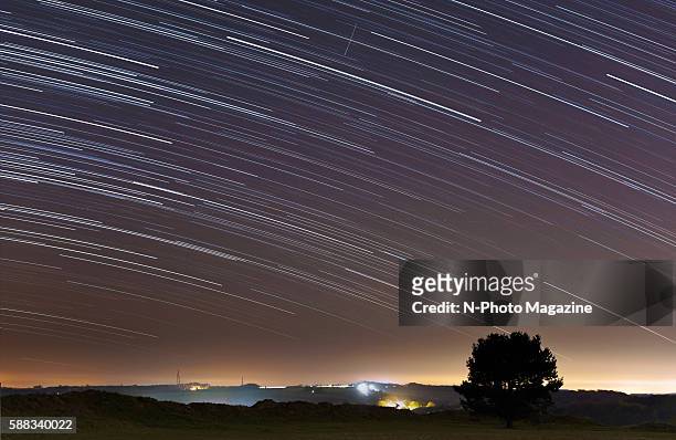 Long exposure of star light trails in the night sky, taken on December 1, 2015.
