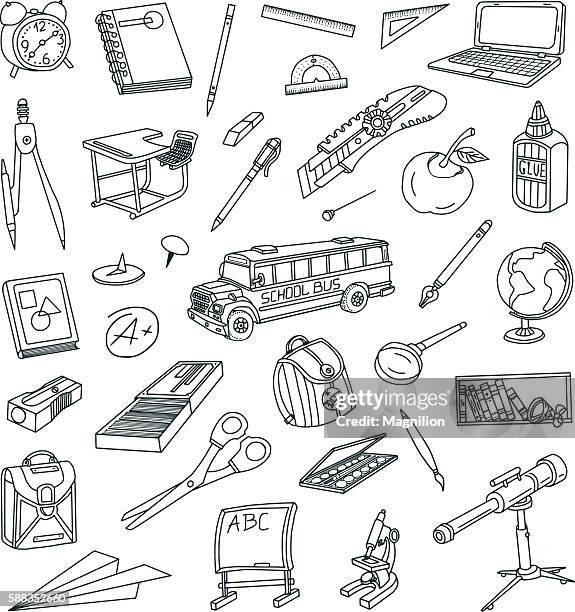 school doodles - pencil sharpener stock illustrations