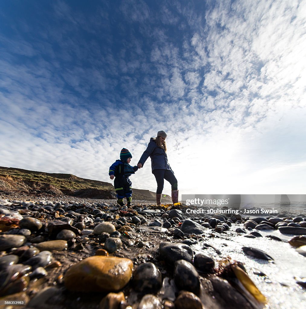 Exploring on the beach with mum!