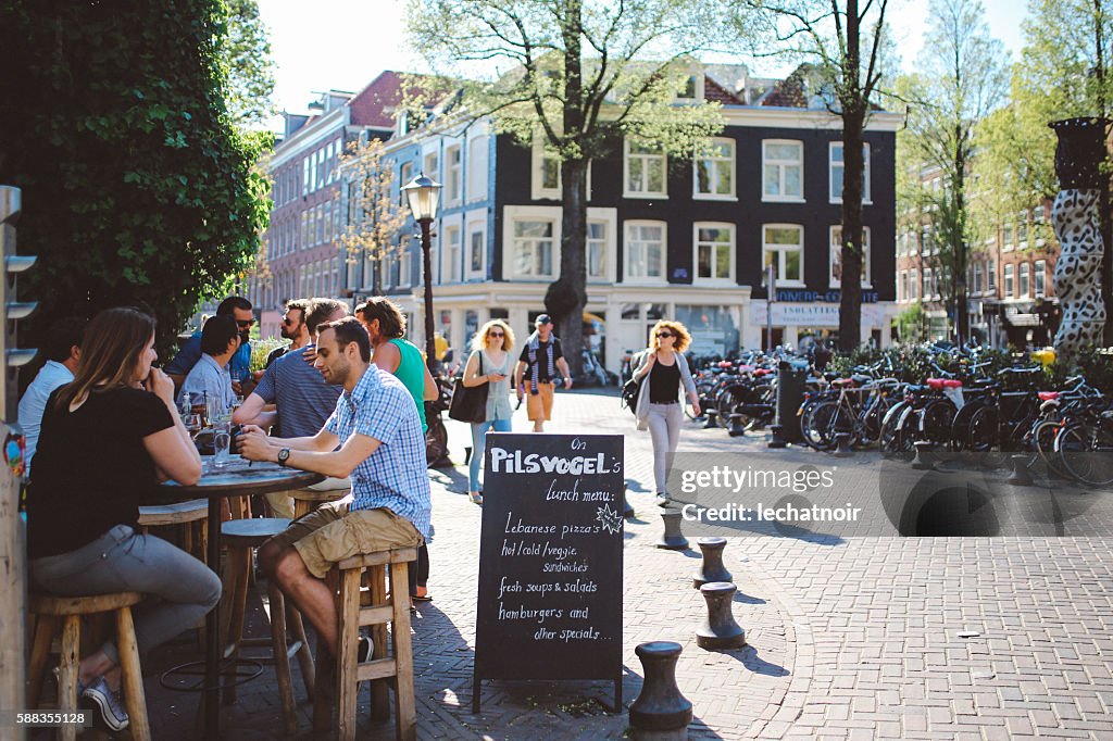 People in the Amsterdam cafe