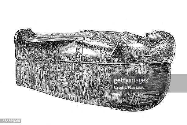 egyptian sarcophagus - grave tomb stock illustrations