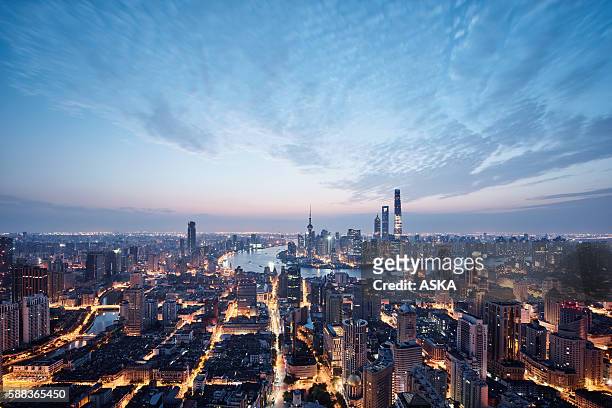 aerial view of shanghai - 上海 個照片及圖片檔