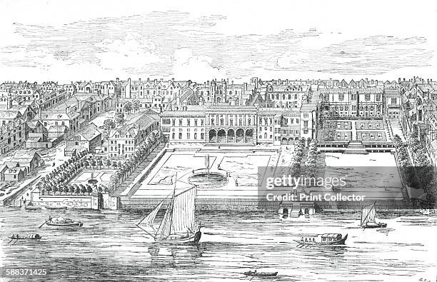 Somerset House, 1755 . From Old and New London Vol III by Edward Walford. .