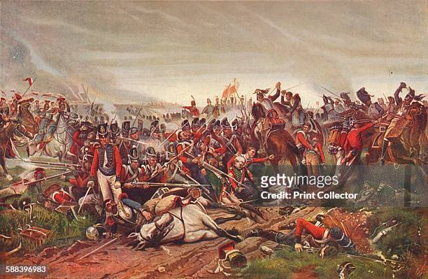 French cuirassiers charging a British infantry square at the Battle of Waterloo, 1815 . From Cassell's Illustrated History of England, Vol. V. ....