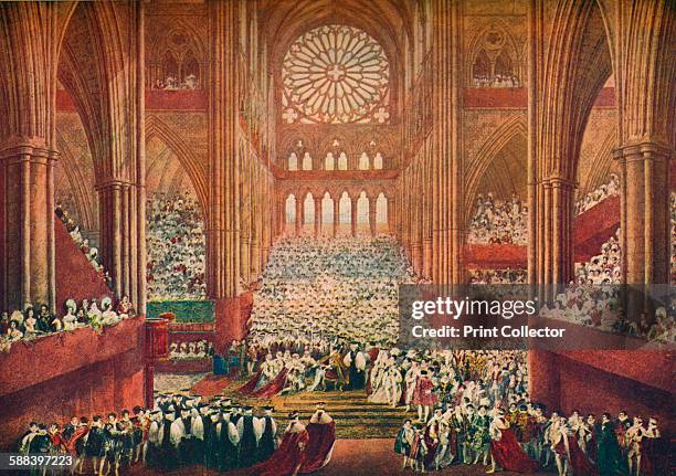 The Coronation of King George IV in Westminster Abbey, London, 1821 . The Ceremony of the Homage. From Cassell's Illustrated History of England, Vol....