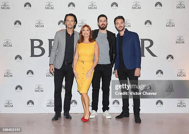 Rodrigo Santoro, Roma Downey, Toby Kebbell and Jack Huston attend "Ben-Hur" photocall and press conference at Four Seasons hotel on August 9, 2016 in...