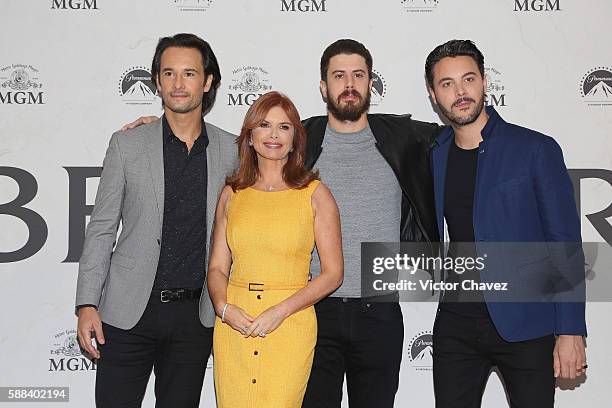 Rodrigo Santoro, Roma Downey, Toby Kebbell and Jack Huston attend "Ben-Hur" photocall and press conference at Four Seasons hotel on August 9, 2016 in...