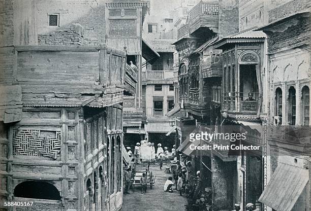 Street in Lahore, the capital of the Panjab', circa 1942. From The Studio Volume 124.