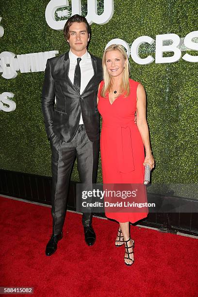 Actors Pierson Fode and Katherine Kelly Lang arrive at the CBS, CW, Showtime Summer TCA Party at the Pacific Design Center on August 10, 2016 in West...