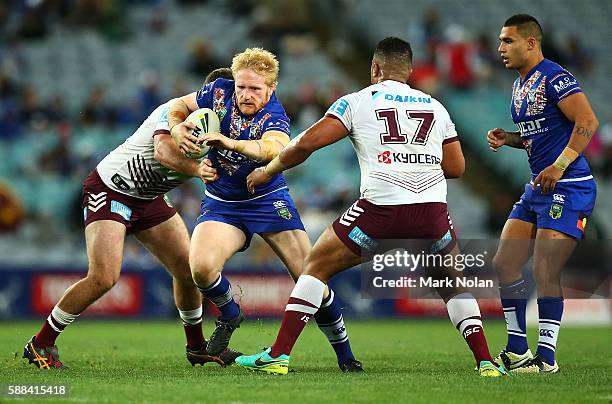 James Graham runs the ball during the round 23 NRL match between the Canterbury Bulldogs and the Manly Sea Eagles at ANZ Stadium on August 11, 2016...