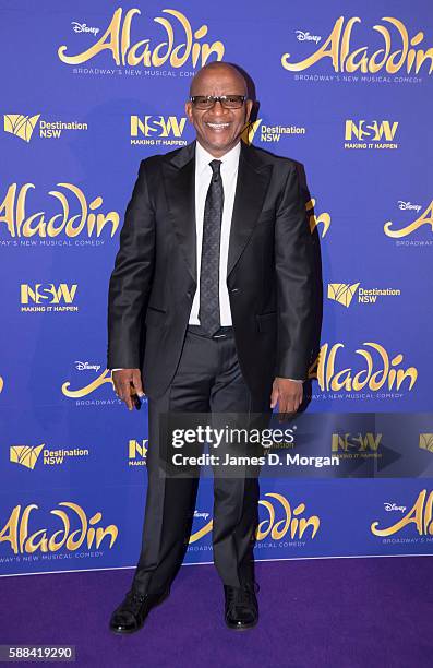 Lebo M arrives at the Opening Night of Disney's Aladdin at the Capitol Theatre on August 11, 2016 in Sydney, Australia.