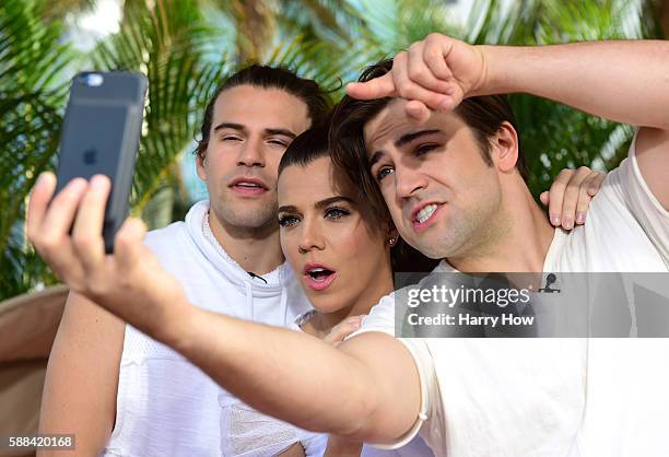 The Band Perry pose for a selfie on the Today show set on Copacabana Beach on August 11, 2016 in Rio de Janeiro, Brazil.