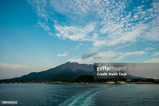 General view of Sakurajima is seen on August 9, 2016 in Kagoshima, Japan. Mt. Sakurajima, an active volcano which just had an explosive eruption...