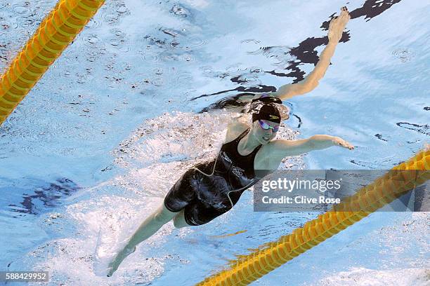 Lauren Boyle of New Zealand competes in the Women's 800m Freestyle heat on Day 6 of the Rio 2016 Olympic Games at the Olympic Aquatics Stadium on...