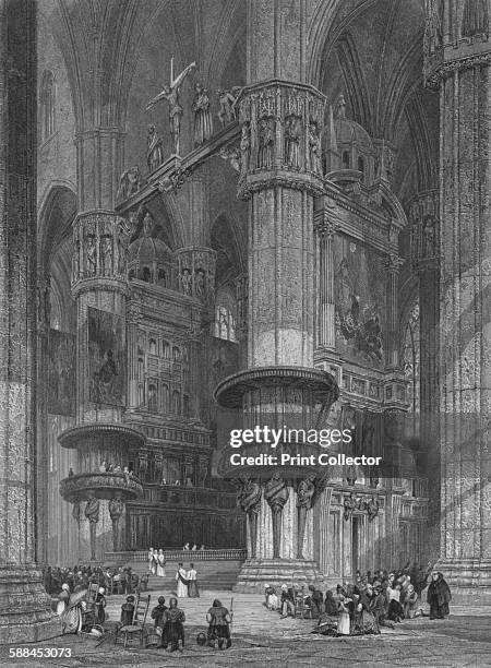 The Interior of Milan Cathedral, Looking Towards The High Altar', 1844. After James Duffield Harding . . Artist Thomas Higham.