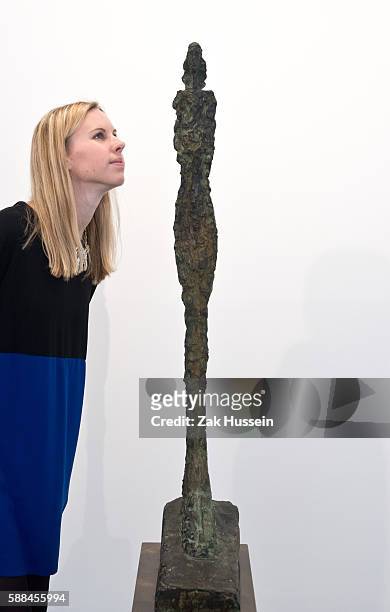 "Femme de Venise IX", bronze with black patina, conceived in 1956 by sculptor Alberto Giacometti, part of the Giacometti - Smith exhibition on...