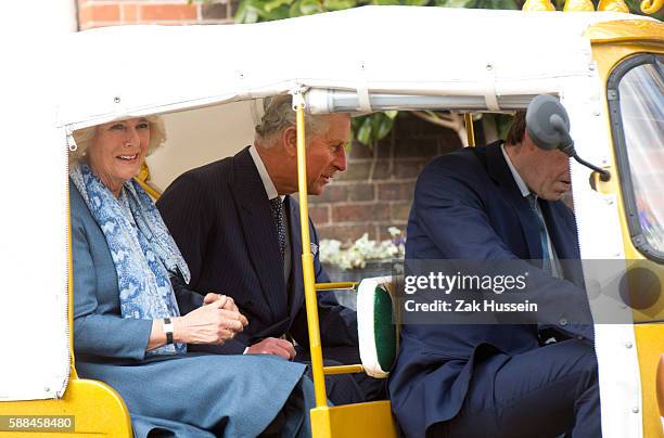 Prince Charles, Prince of Wales and Camilla, Duchess of Cornwall launch the 'Travels To My Elephant' Rickshaw Race at Clarence House in London.