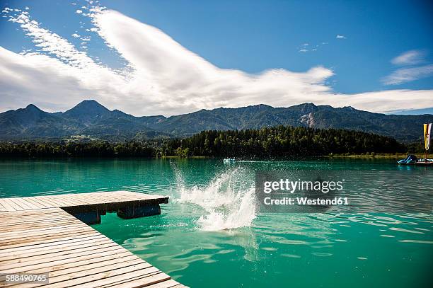 austria, carinthia, jetty at lake faak - carinthia stock pictures, royalty-free photos & images