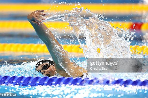 Lotte Friis of Denmark competes in the Women's 800m Freestyle heat on Day 6 of the Rio 2016 Olympic Games at the Olympic Aquatics Stadium on August...