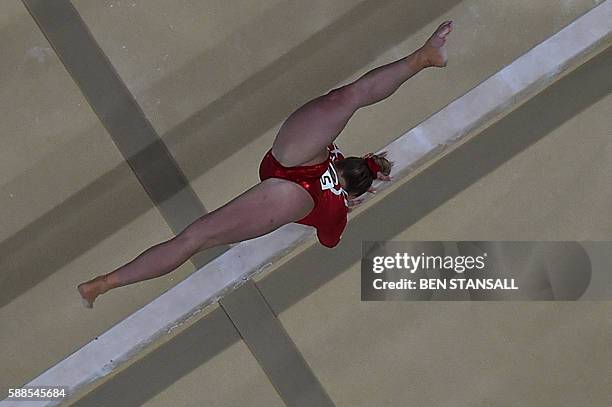 Switzerland's Giulia Steingruber competes in the beam event of the women's individual all-around final of the Artistic Gymnastics at the Olympic...