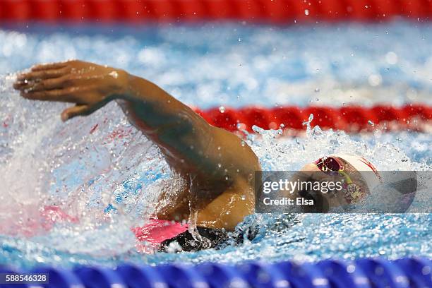 Yuhan Zhang of China competes the Women's 800m Freestyle heat on Day 6 of the Rio 2016 Olympic Games at the Olympic Aquatics Stadium on August 11,...