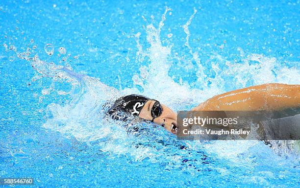 Lotte Friis of Denmark competes in the Women's 800m Freestyle Heats on Day 6 of the Rio 2016 Olympic Games at the Olympic Aquatics Stadium on August...