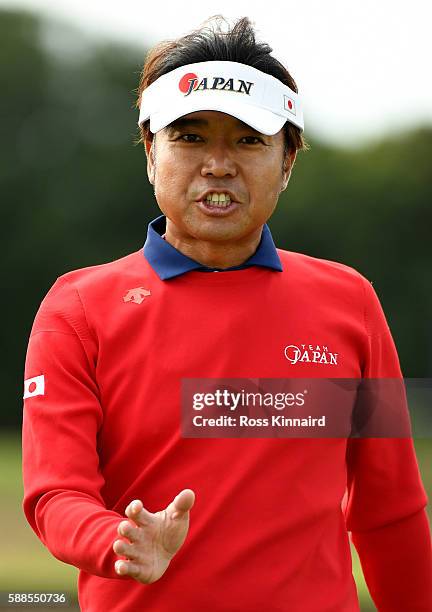 Shingo Katayama of Japan on the 4th tee during the first round of men's golf on Day 6 of the Rio 2016 Olympics at the Olympic Golf Course on August...