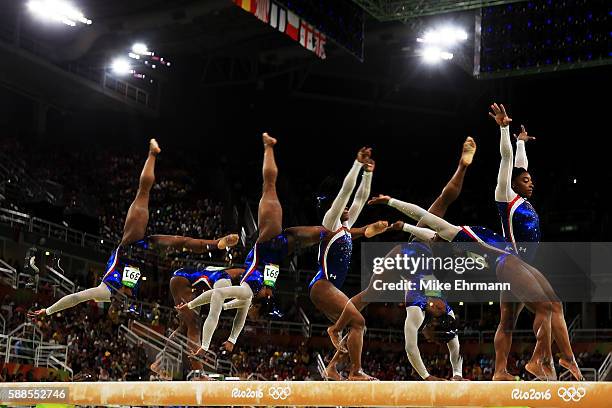 Simone Biles of the United States competes on the balance beam during the Women's Individual All Around Final on Day 6 of the 2016 Rio Olympics at...