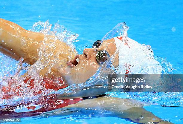 Hilary Caldwell of Canada competes in the Women's 200m Backstroke Heats on Day 6 of the Rio 2016 Olympic Games at the Olympic Aquatics Stadium on...