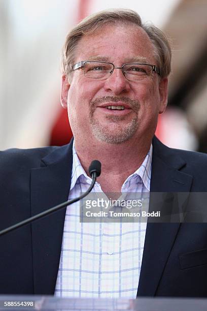Pastor Rick Warren attends a ceremony honoring actress/producer Roma Downey with a star on the Hollywood Walk of Fame on August 11, 2016 in...