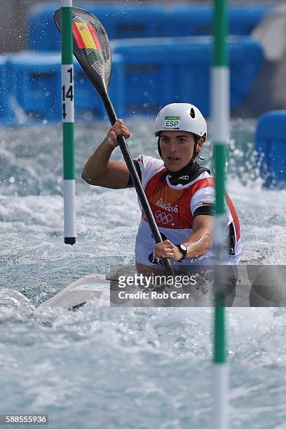 Maialen Chourraut of Spain competes during the Women's Kayak Semi-final on Day 6 of the Rio 2016 Olympics at Whitewater Stadium on August 11, 2016 in...