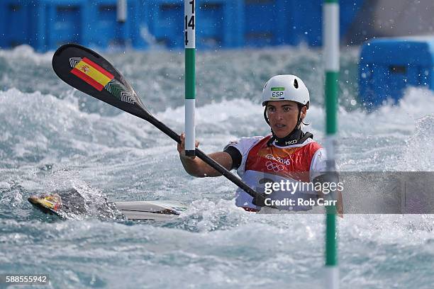 Maialen Chourraut of Spain competes during the Women's Kayak Semi-final on Day 6 of the Rio 2016 Olympics at Whitewater Stadium on August 11, 2016 in...