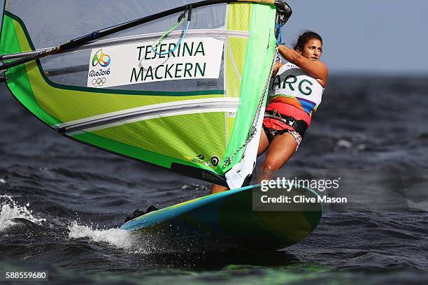 Maria Tejerina Mackern of Argentina competes in the Women's RS:X class on Day 6 of the Rio 2016 Olympics at Marina da Gloria on August 11, 2016 in...